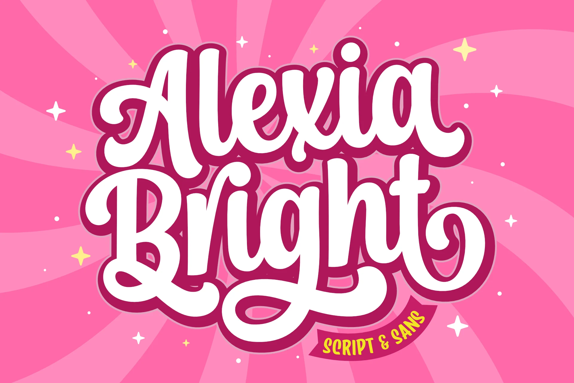 Alexia Bright Font preview with groovy script lettering