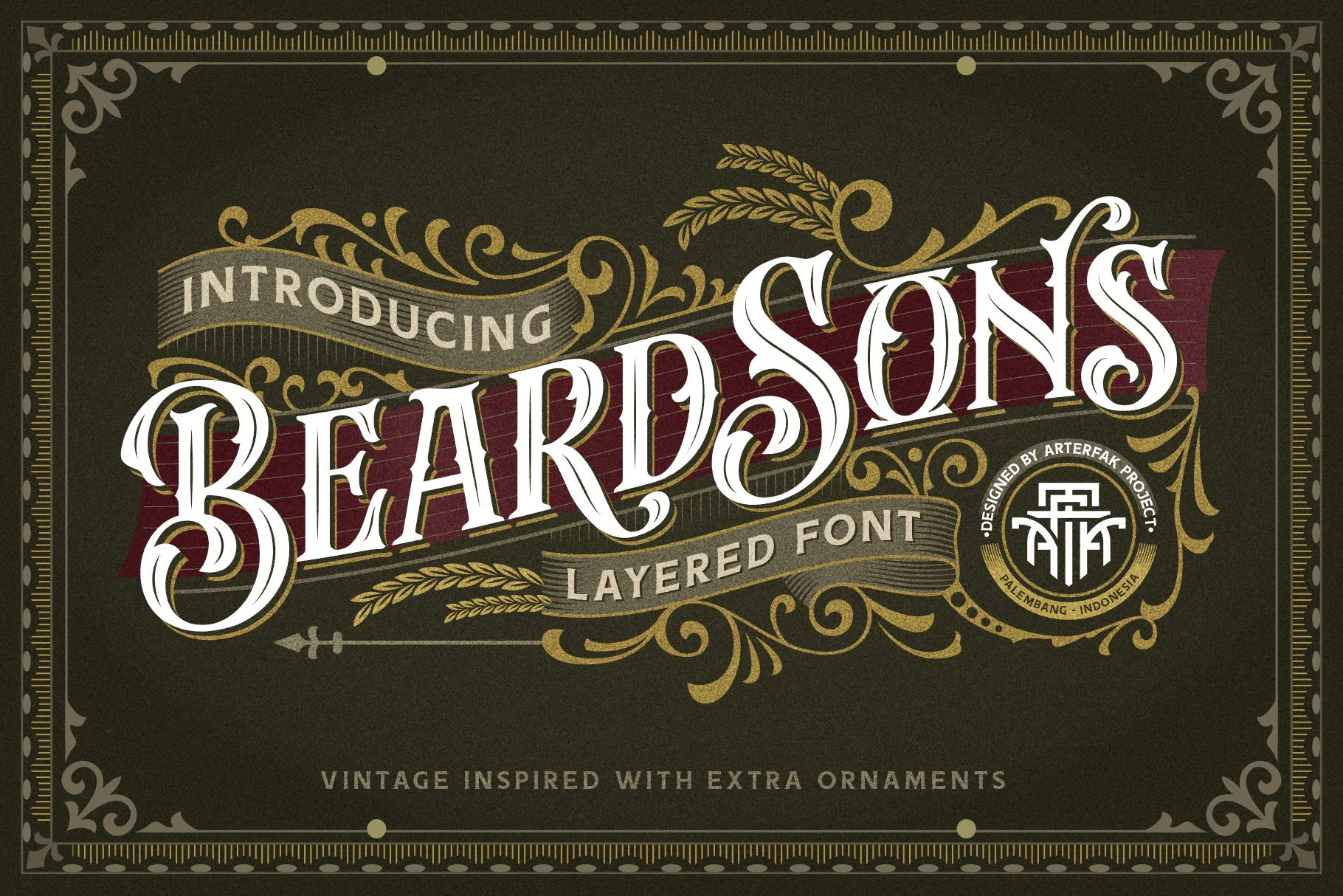 Beardsons Font preview with ornate vintage blackletter lettering