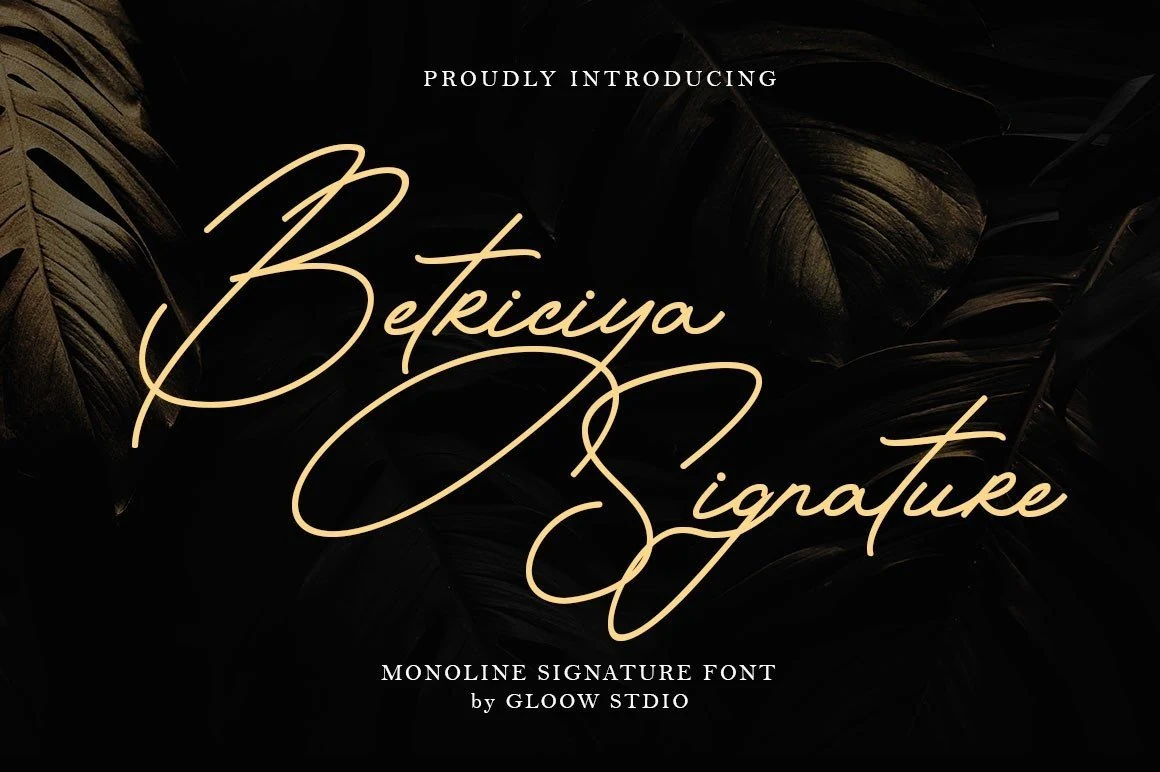 Betriciya Signature Font preview with elegant signature lettering