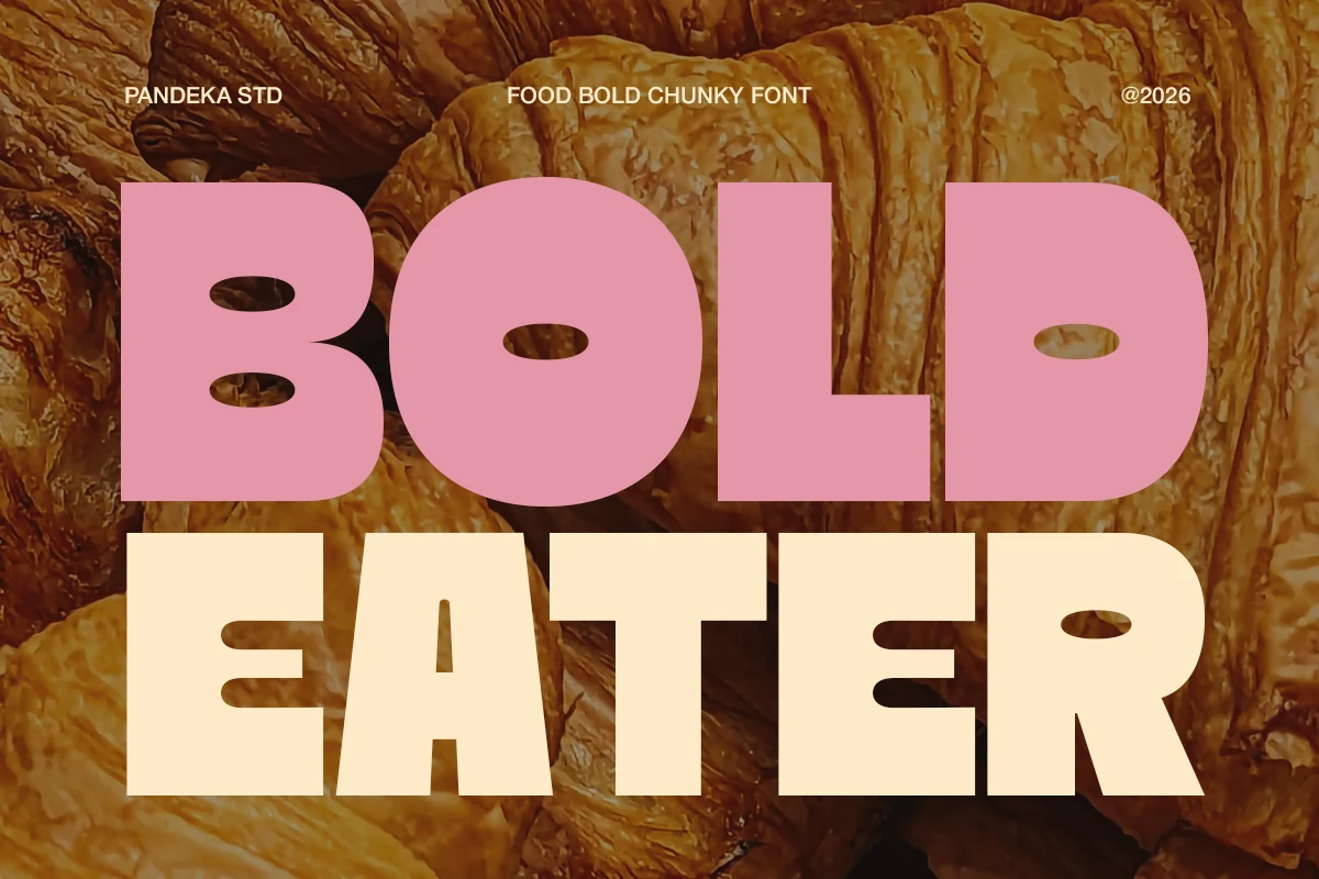 Bold Eater Font preview with chunky rounded food display lettering