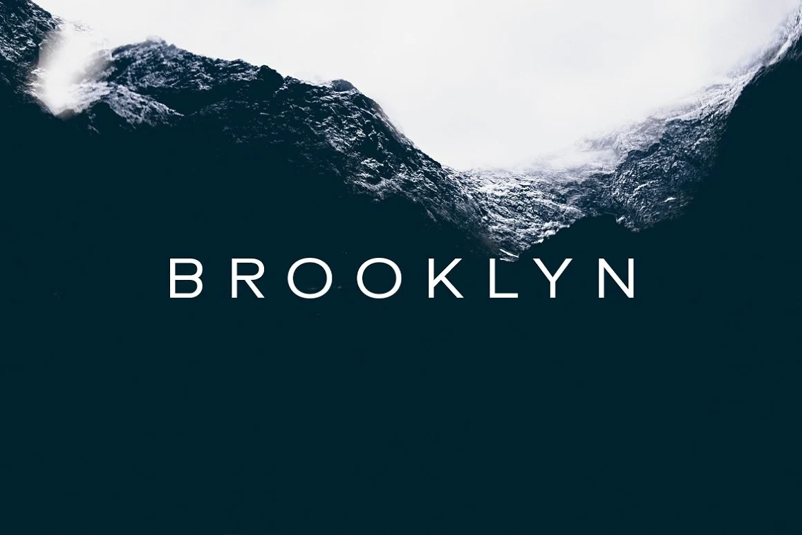 Brooklyn Font preview with spaced minimal sans serif lettering for branding