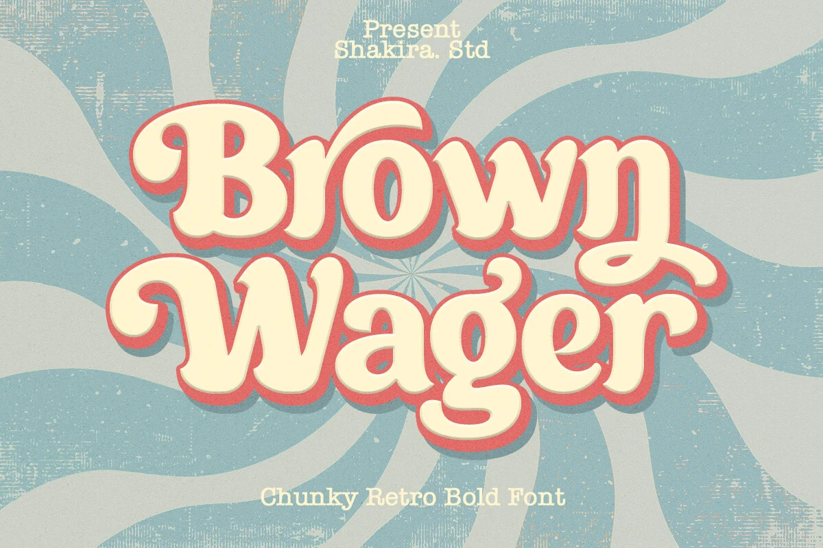 Brown Wager Font in a thick rounded script with high-contrast strokes and swash-like extended tails.