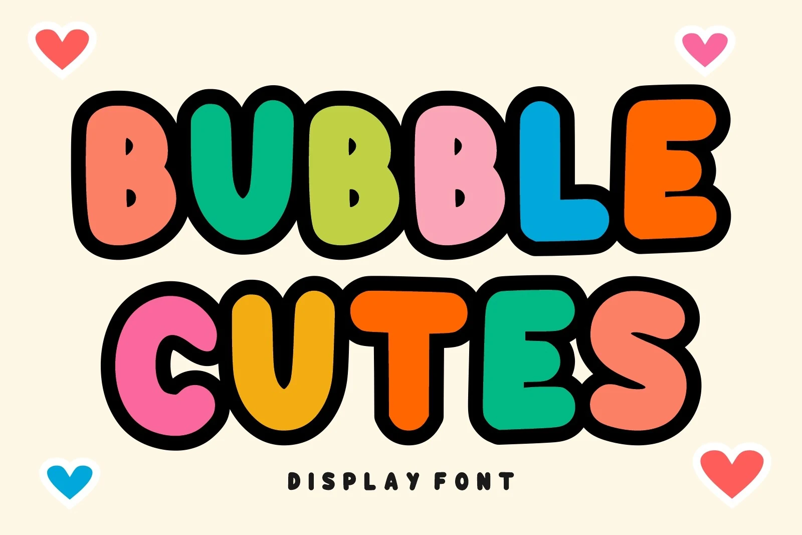 Bubble Cutes Font with rounded bubble-like letters, thick strokes, and bold outlines