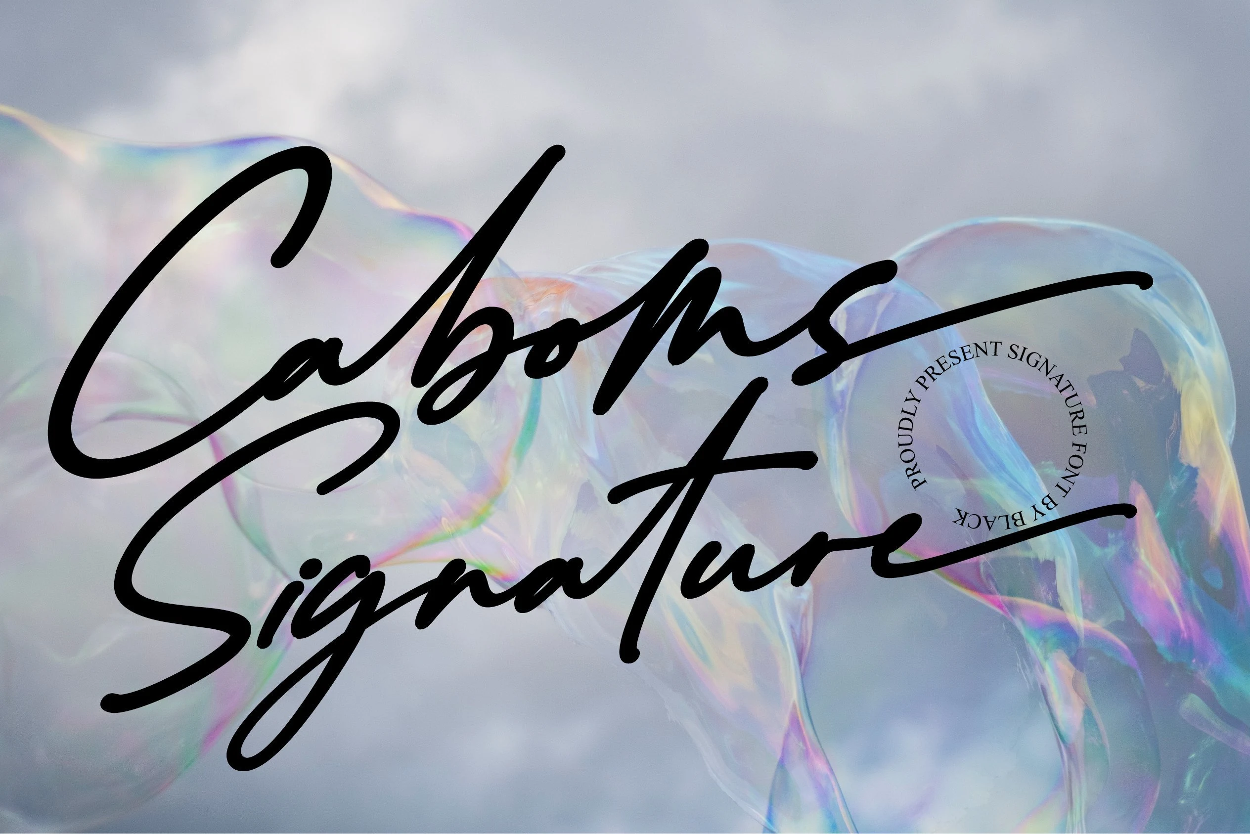 Caboms Font showing flowing handwritten movement with connected or softly joined letterforms