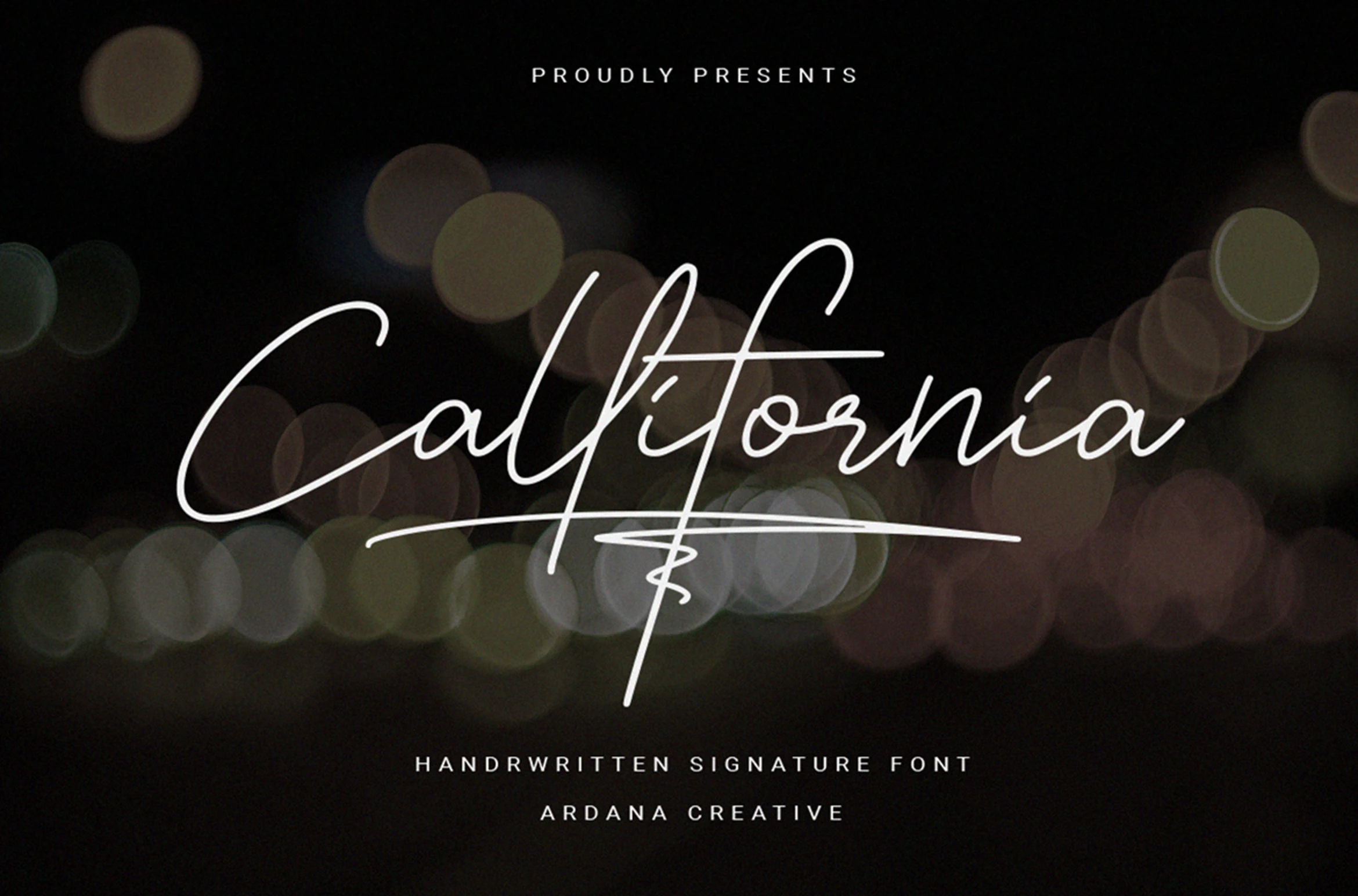 Callifornia Font displayed in a fluid connected handwritten script with a pronounced rightward slant and decorative swashes.