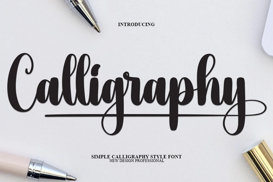 Calligraphy Font preview with bold connected script lettering
