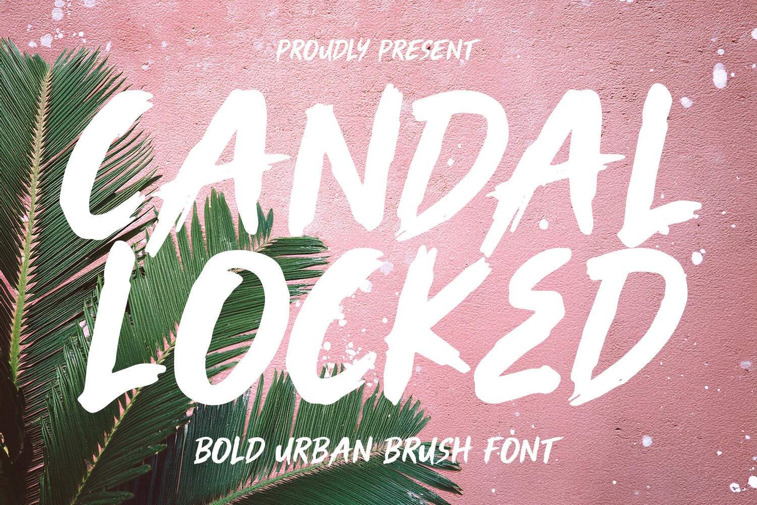 Candal Locked Font preview with bold white uppercase brush lettering and rough dry-brush edges