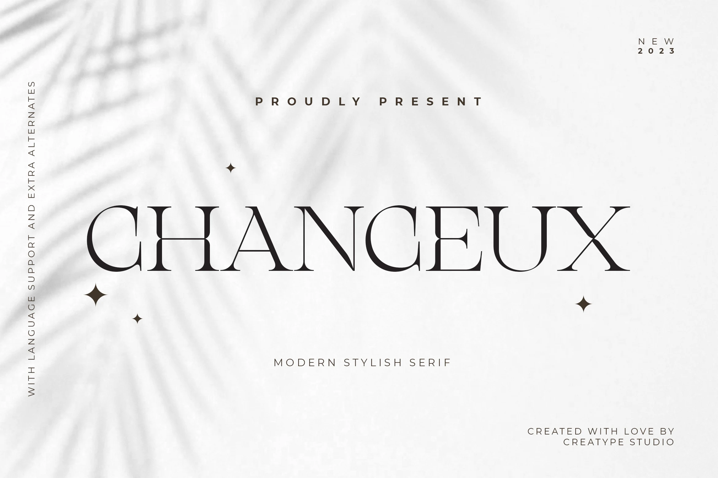 Chanceux Modern Stylish Serif Font preview with refined high-contrast serif letters and elegant black typography