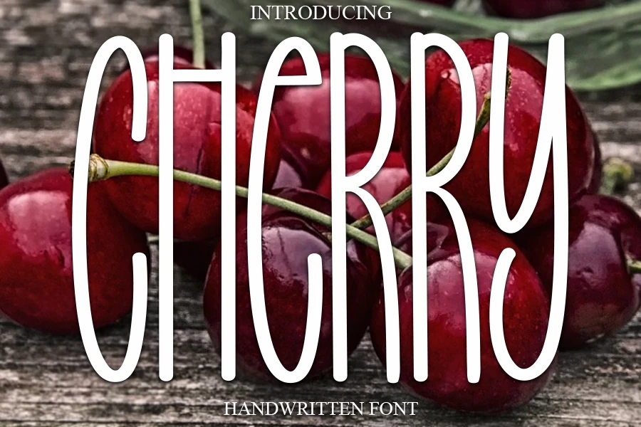 Cherry Font preview with tall handwritten lettering