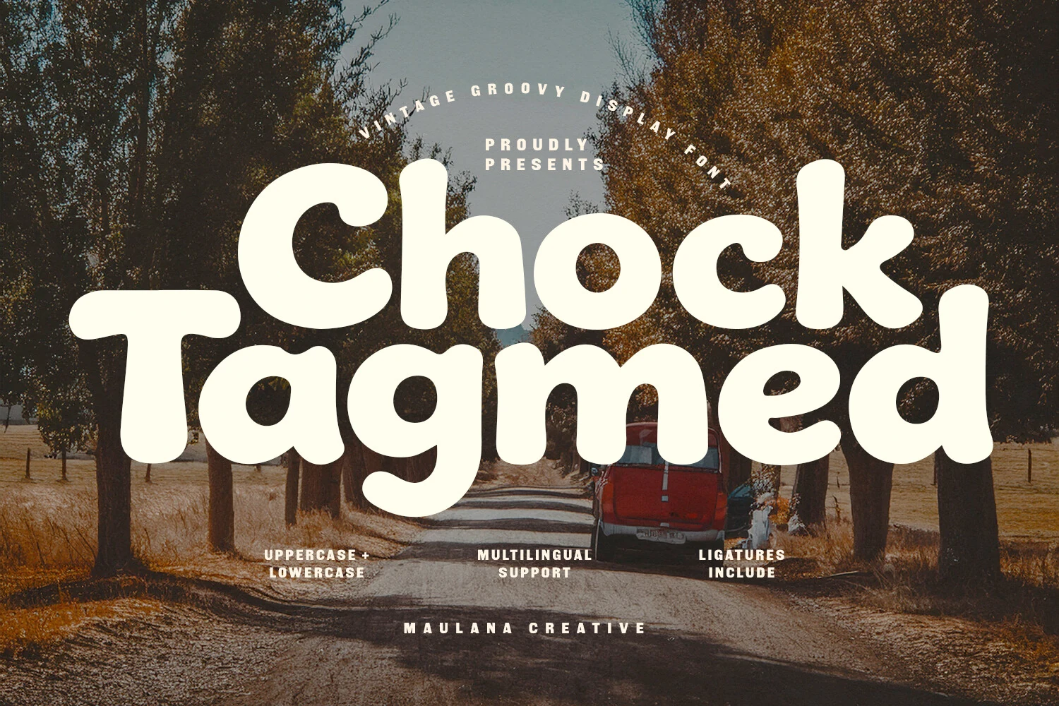 Chock Tagmed Font preview with retro rounded lettering
