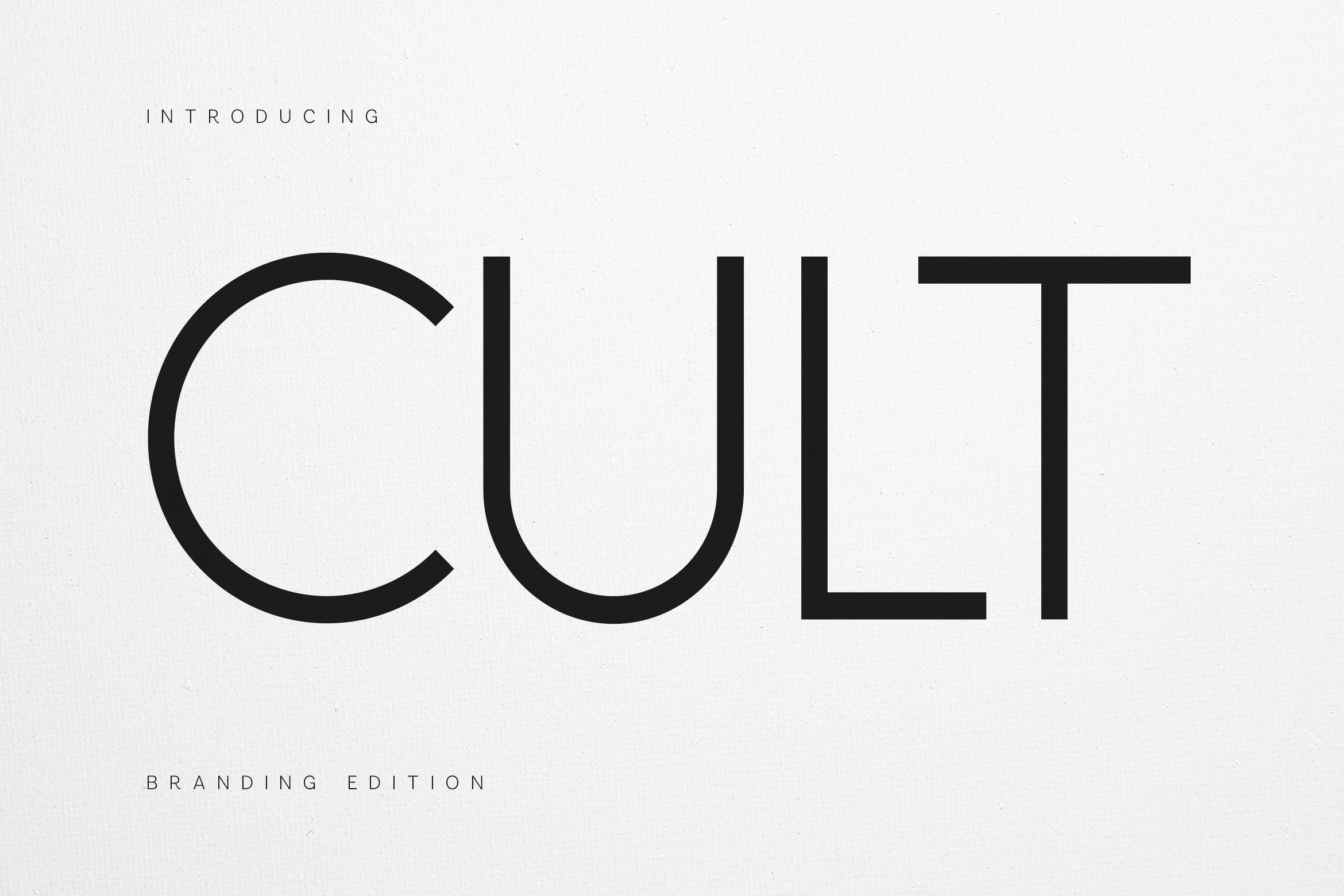 Cult Font preview with geometric sans serif lettering, rounded curves, and clean black strokes