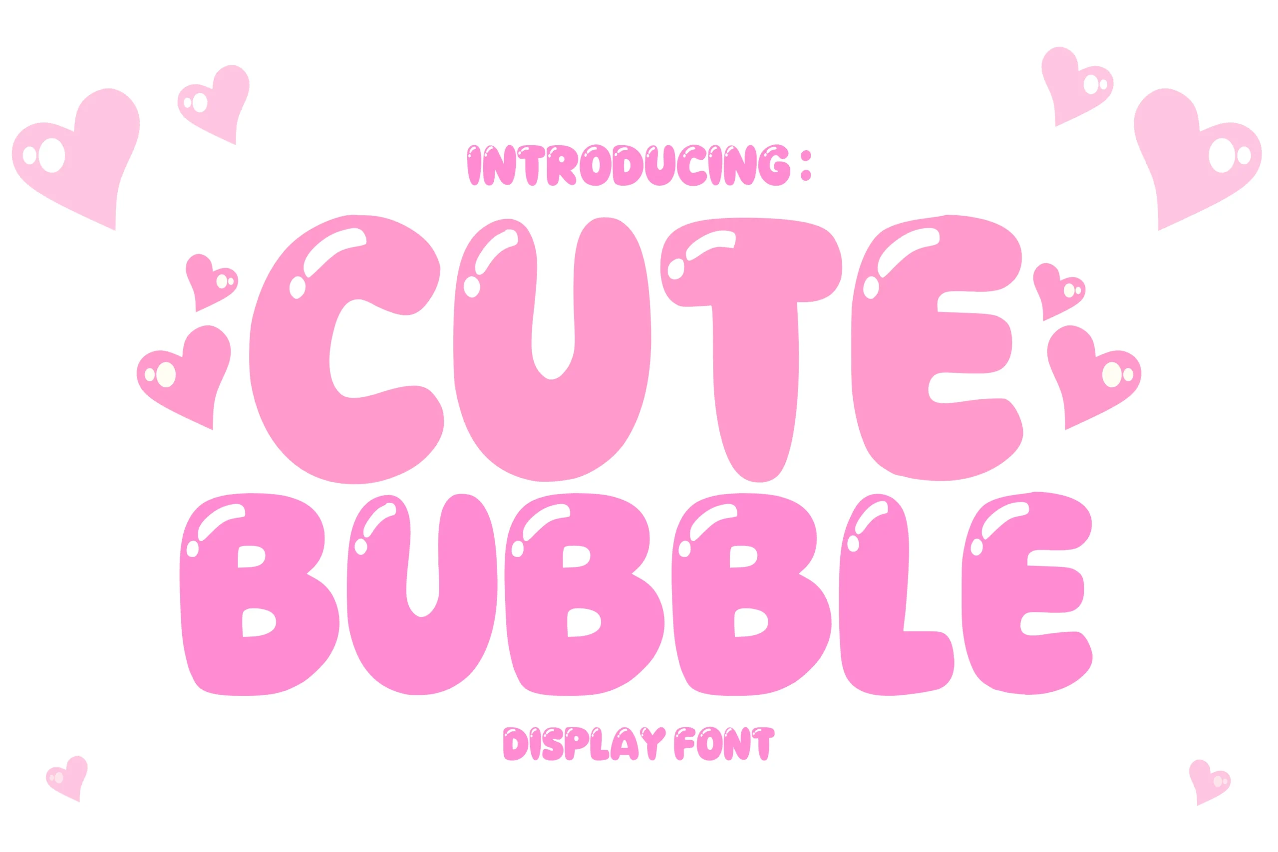 Cute Bubble Font lettering with bold rounded shapes and white glossy highlights
