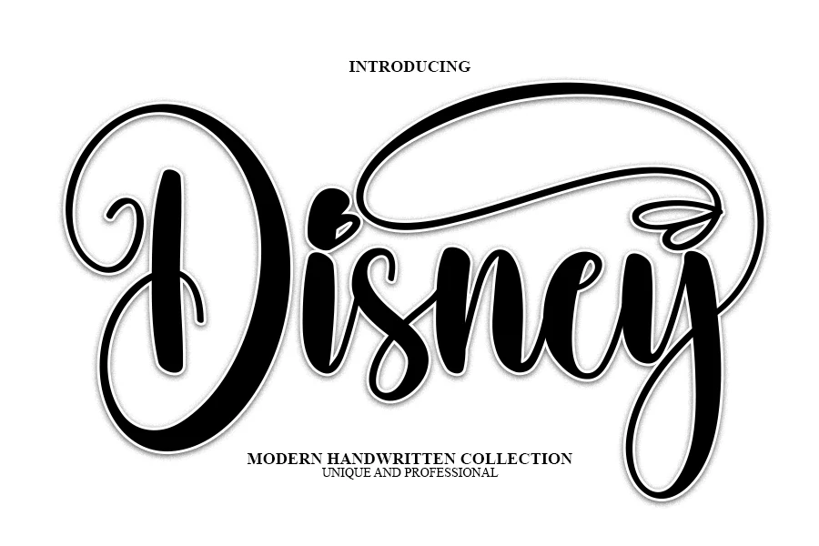 Disney Font preview with bold script lettering