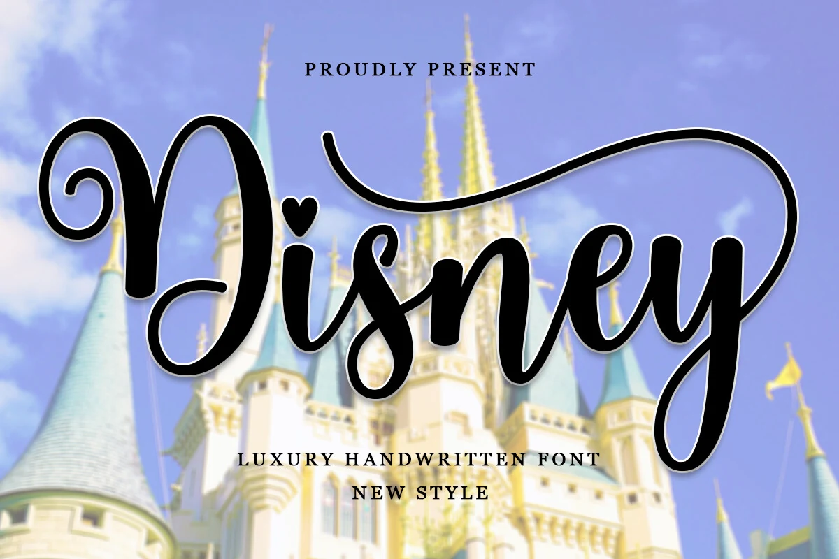 Disney Font preview with bold handwritten lettering