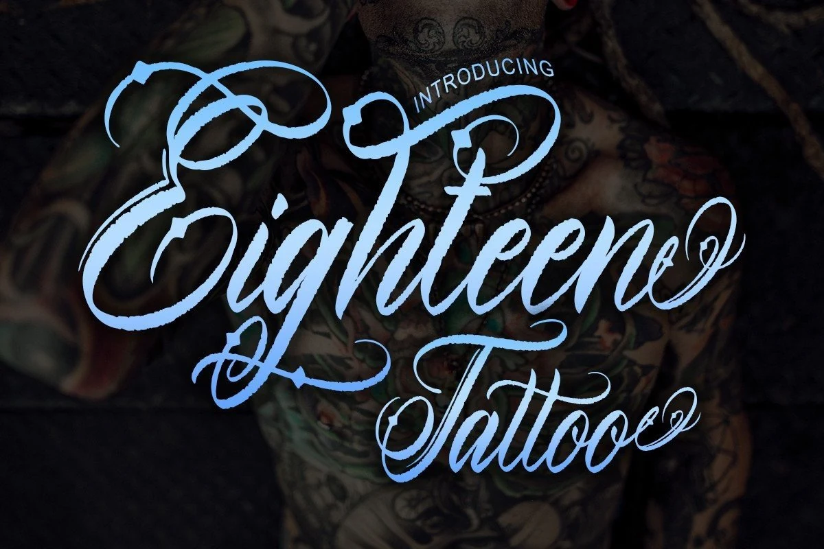 Eighteen Tattoo font preview