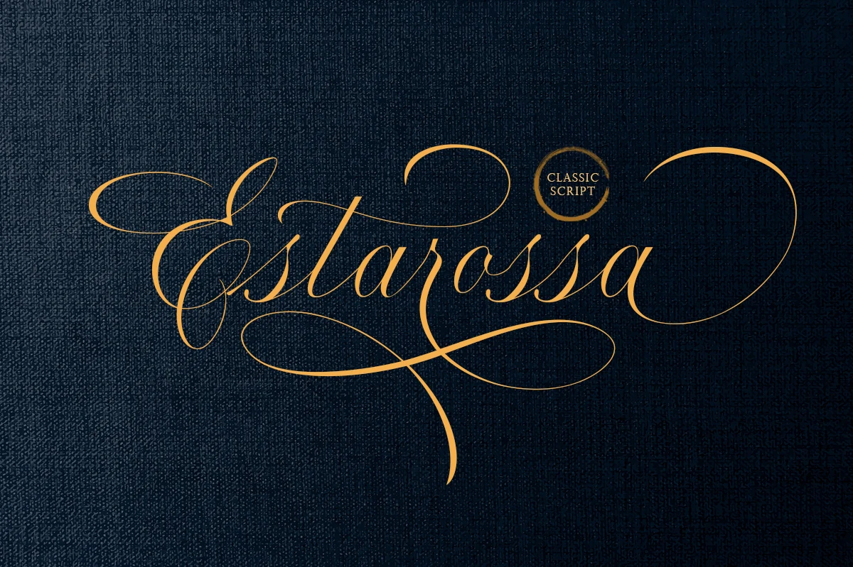 Estarossa Font preview with elegant script lettering