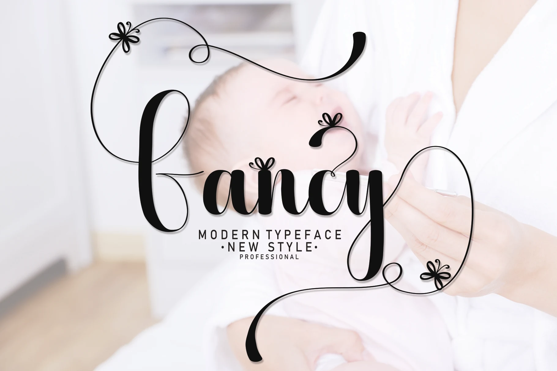 Fancy Font black decorative handwritten script with long swashes for wedding invitations