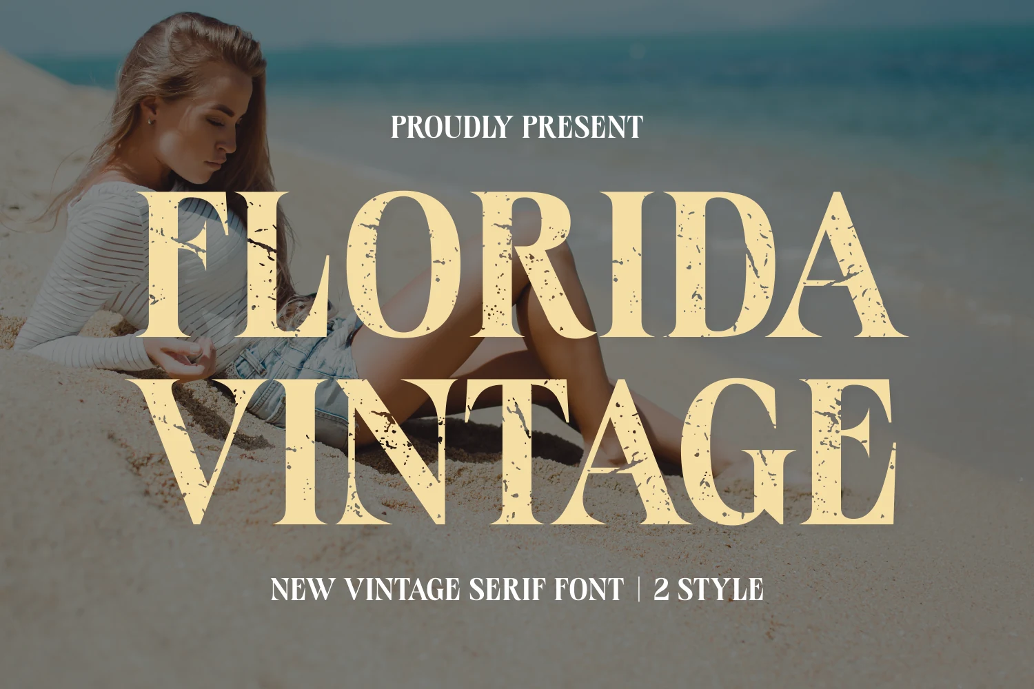 Florida Vintage Font preview showing distressed bold serif all-caps lettering