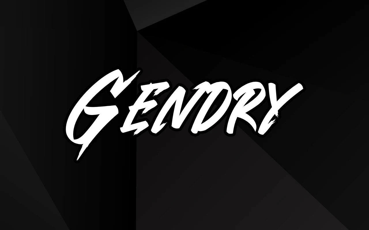Gendry Font white slanted brush lettering with sharp cutaway strokes