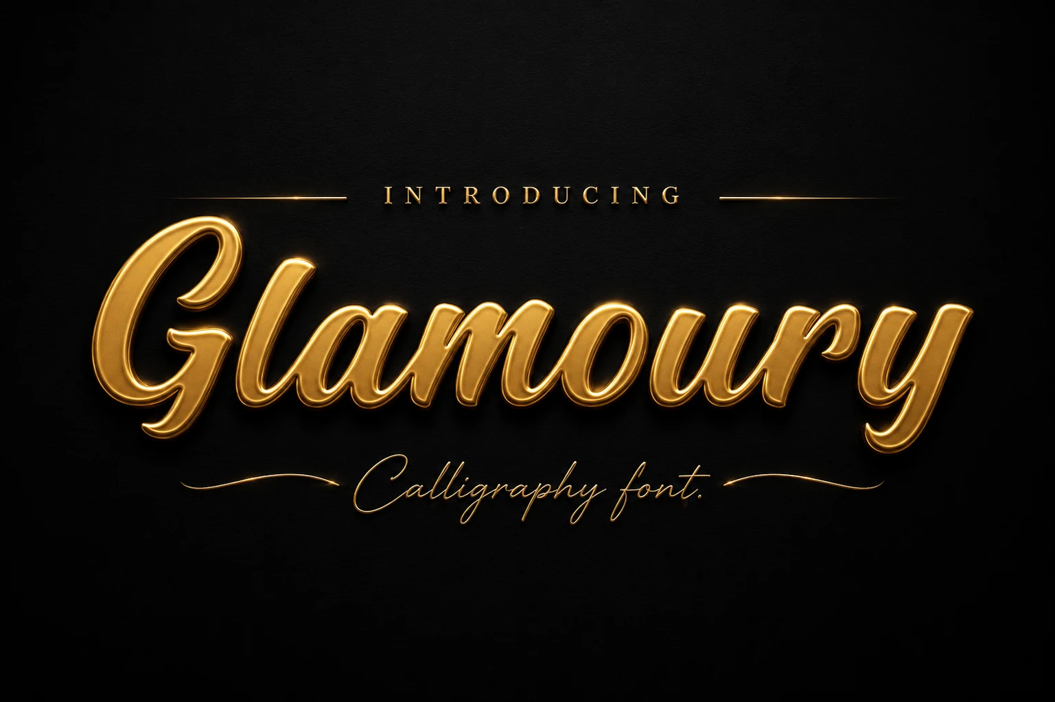 Glamoury Font gold calligraphy script preview with thick rounded strokes