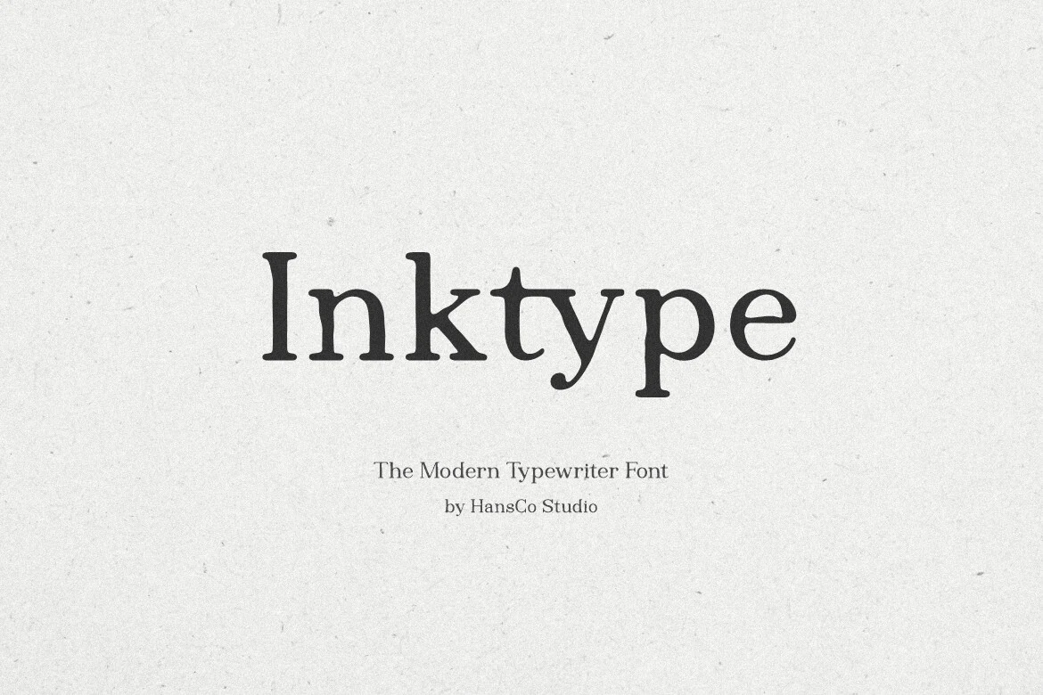 Inktype Font displaying a weathered serif style with bracketed slab serifs, textured edges, and upright letterforms.