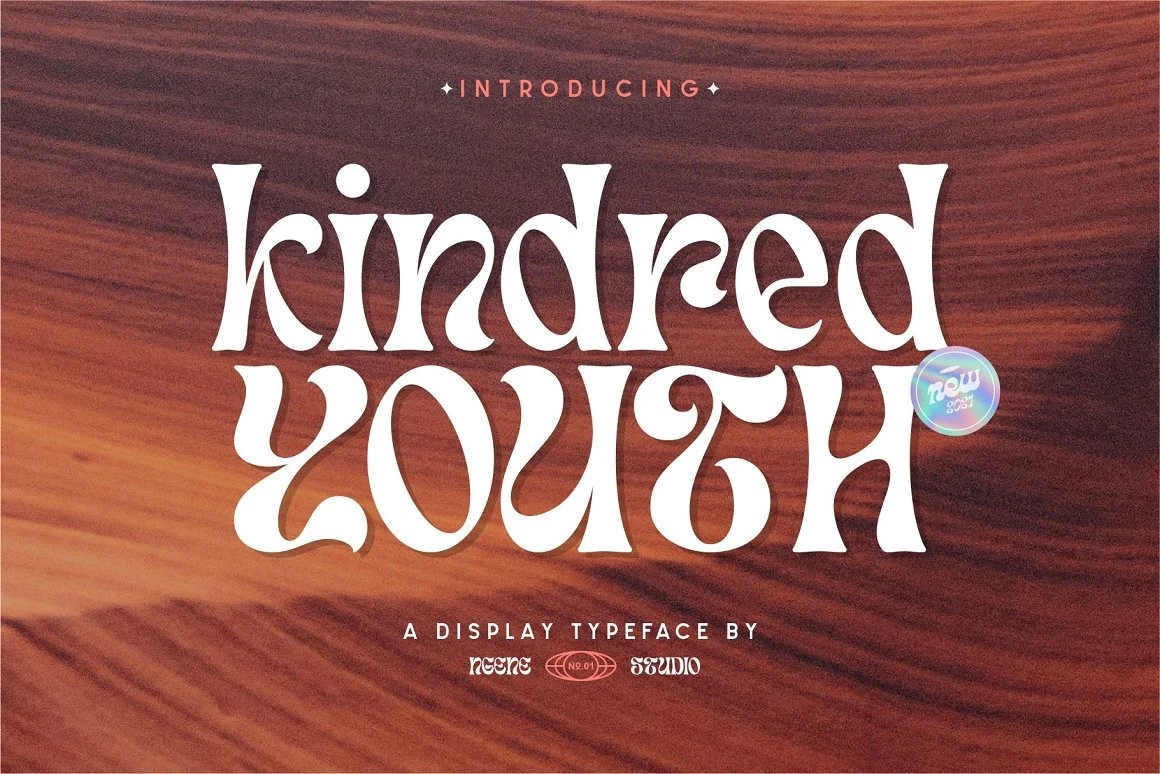 Kindred Youth Font preview with retro display lettering