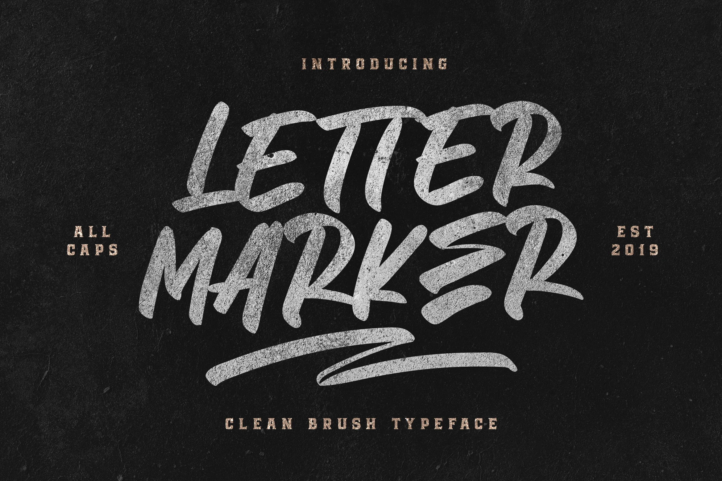 Letter Marker Font preview with bold brush lettering