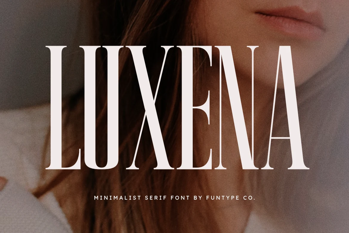 Luxena Font preview with tall bold minimalist serif lettering