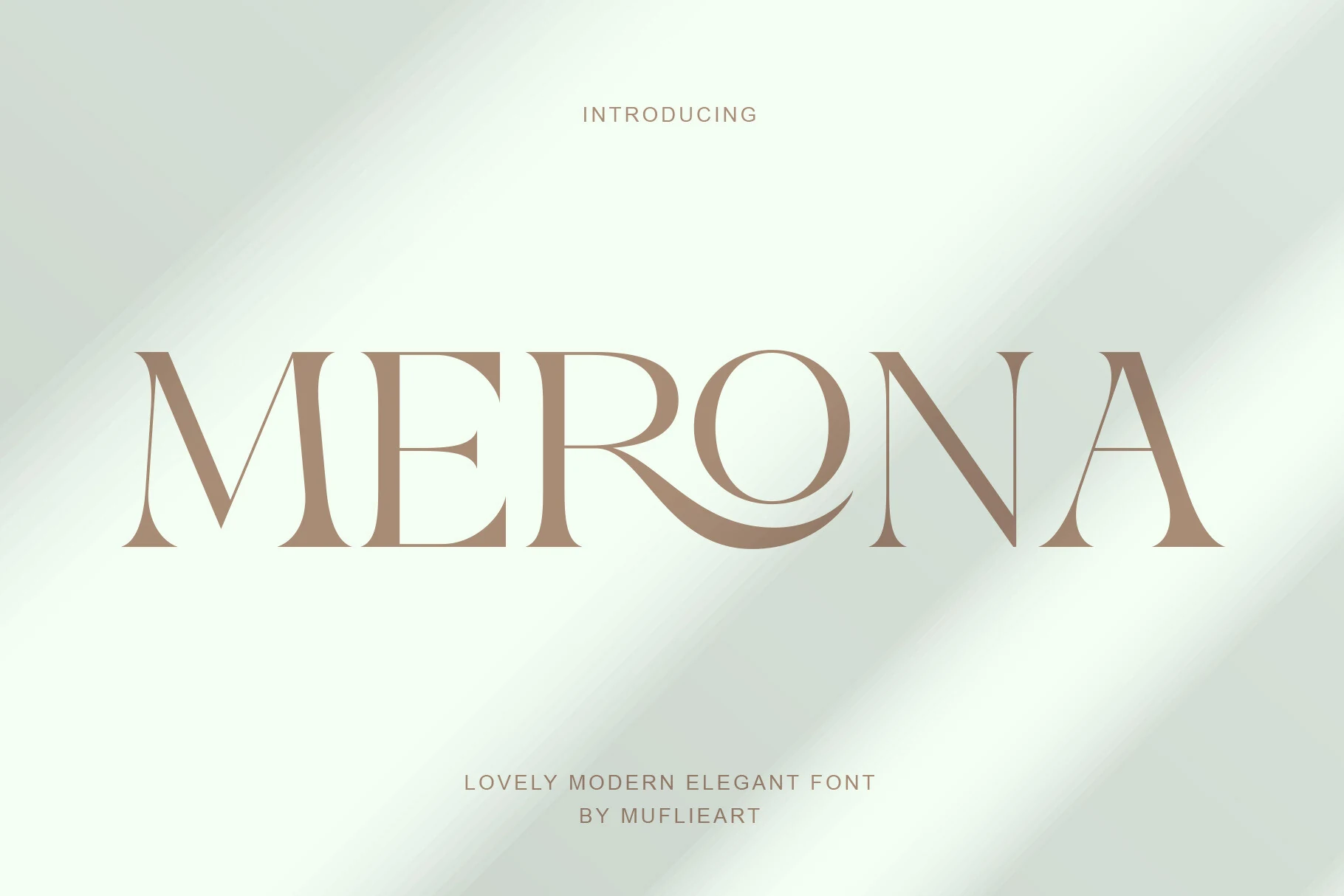 Merona Font preview in an elegant high-contrast serif style with airy spacing and a soft wave ligature