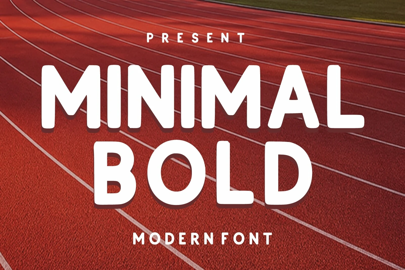 Minimal Bold Font features heavy geometric sans-serif letters with rounded corners and monolinear strokes.