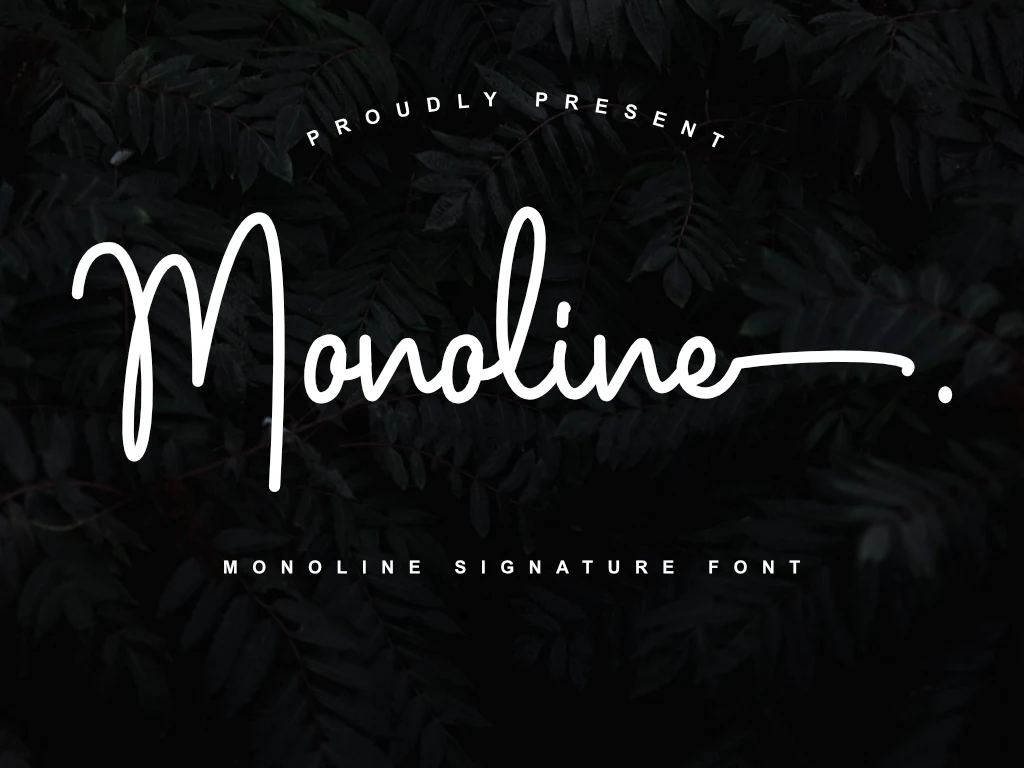Monoline Font featuring flowing connected cursive strokes with a monolinear weight and irregular baseline.