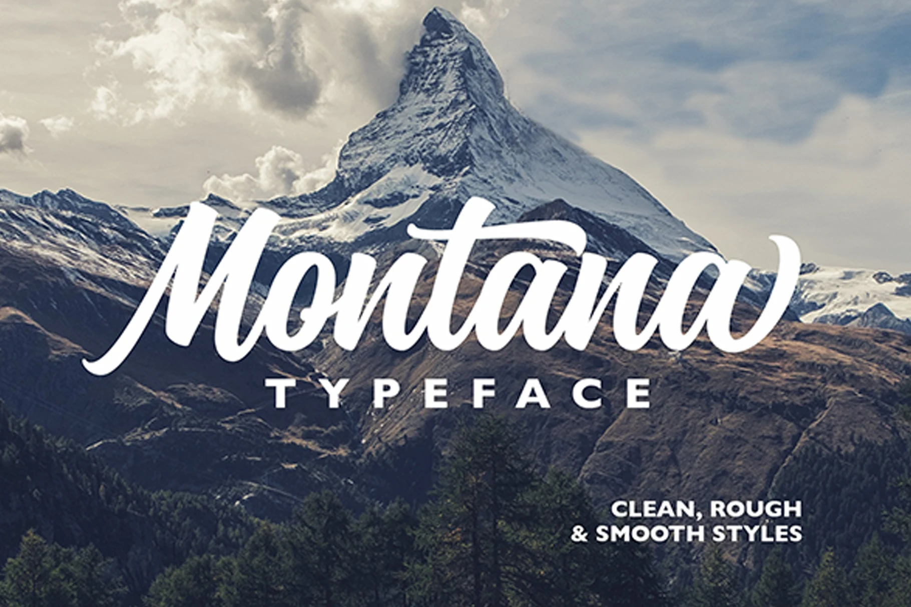 Montana Font preview with bold cursive script lettering