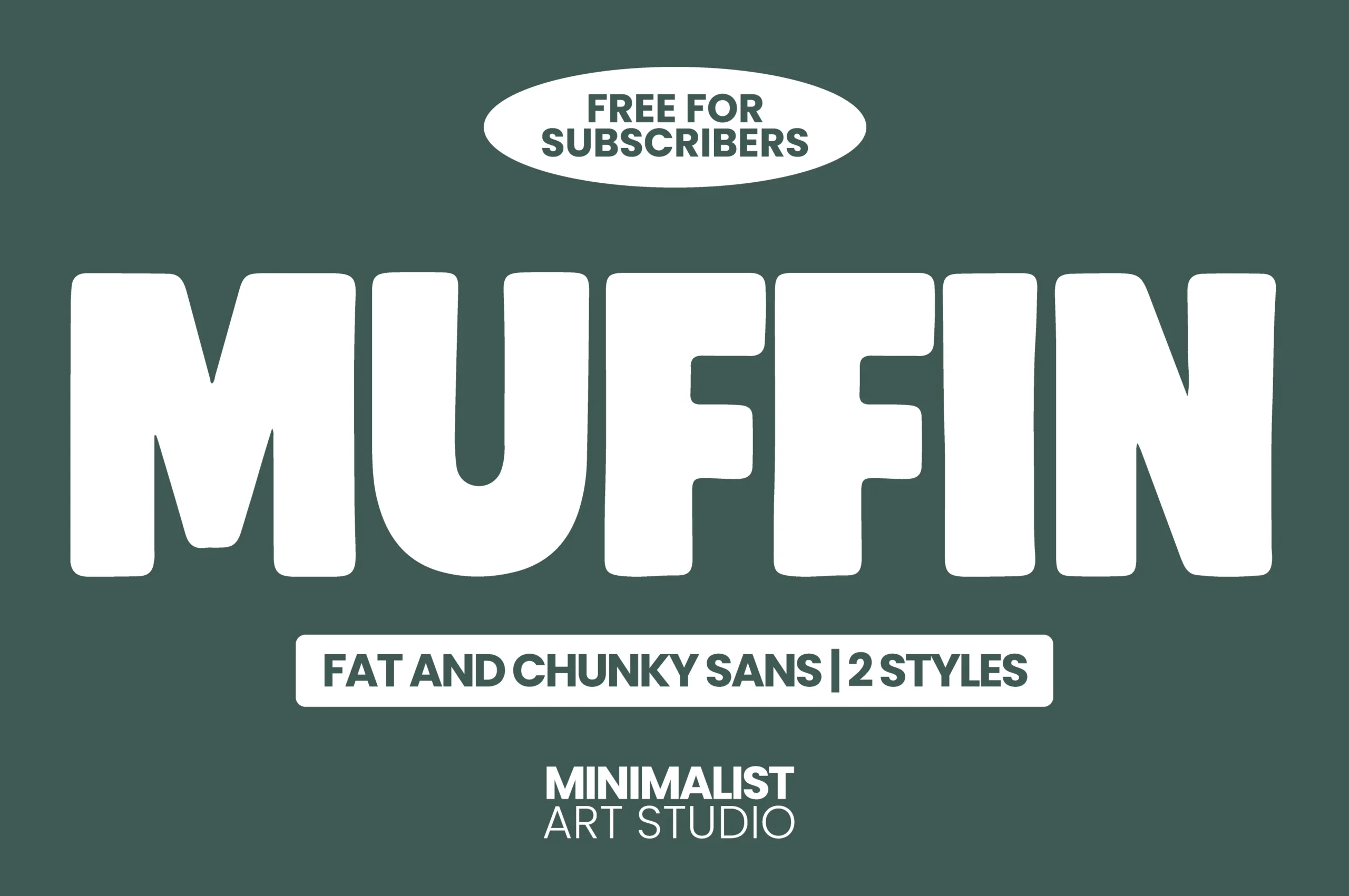 Muffin Font preview with fat white sans serif lettering and chunky rounded shapes