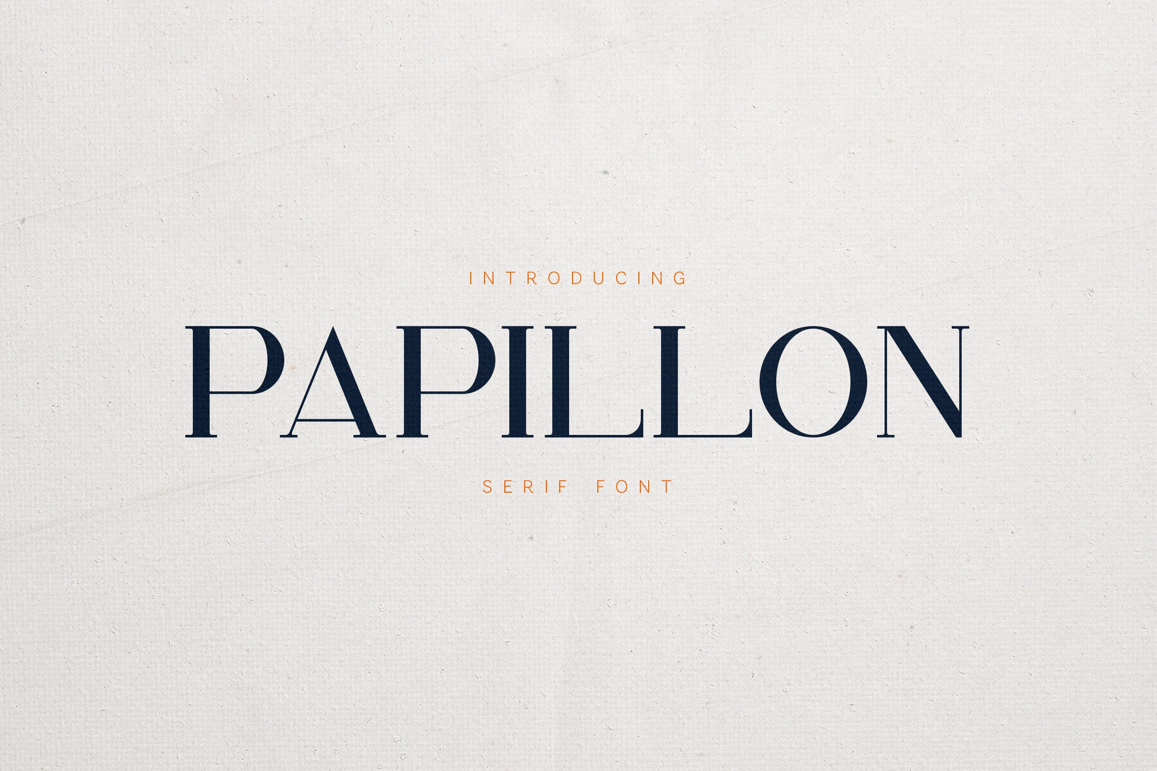 Papillon Serif – Elegant Modern Luxury Font preview with dark blue high-contrast serif capitals