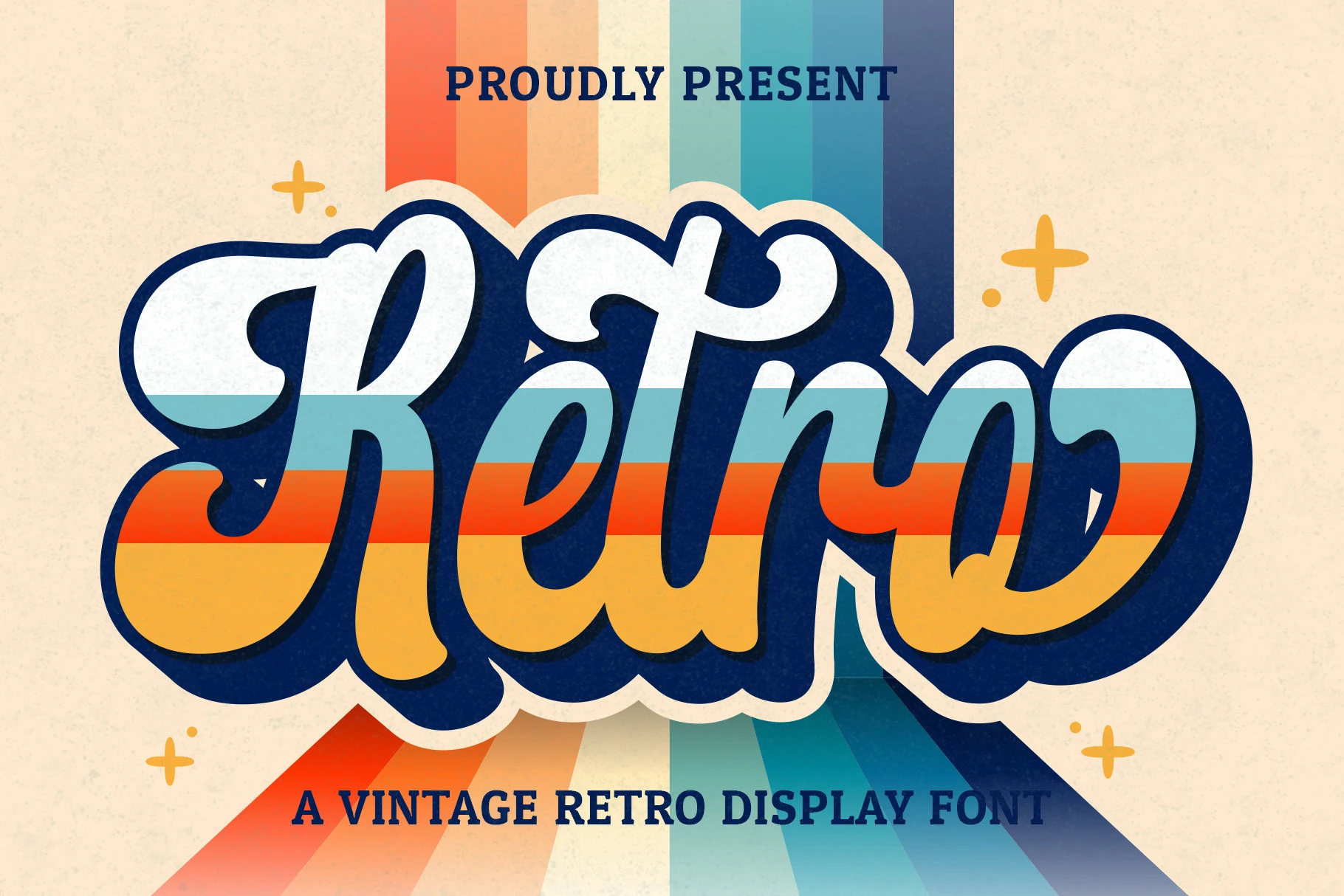 Retro Script Font showing bold connected cursive letterforms with rounded terminals and a strong forward slant.