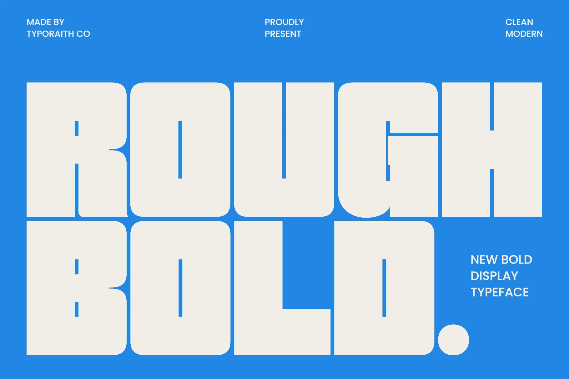 Rough Bold Font preview with chunky cream geometric display lettering