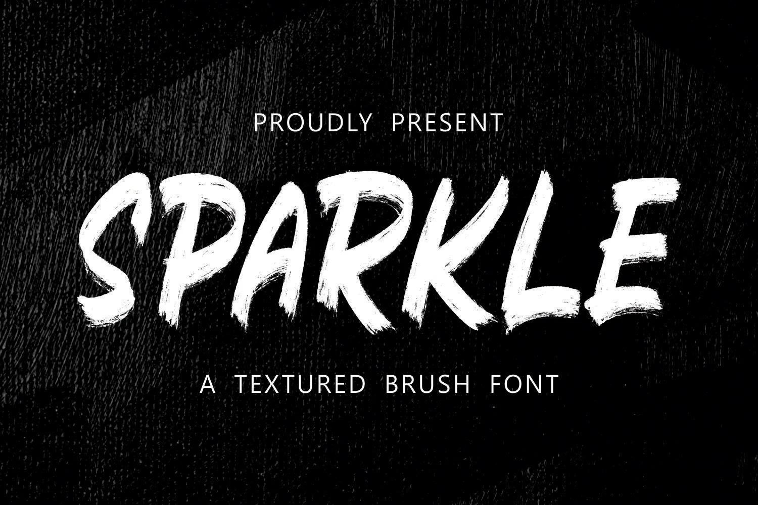 Sparkle Font preview with bold white uppercase brush lettering and scraped paint texture