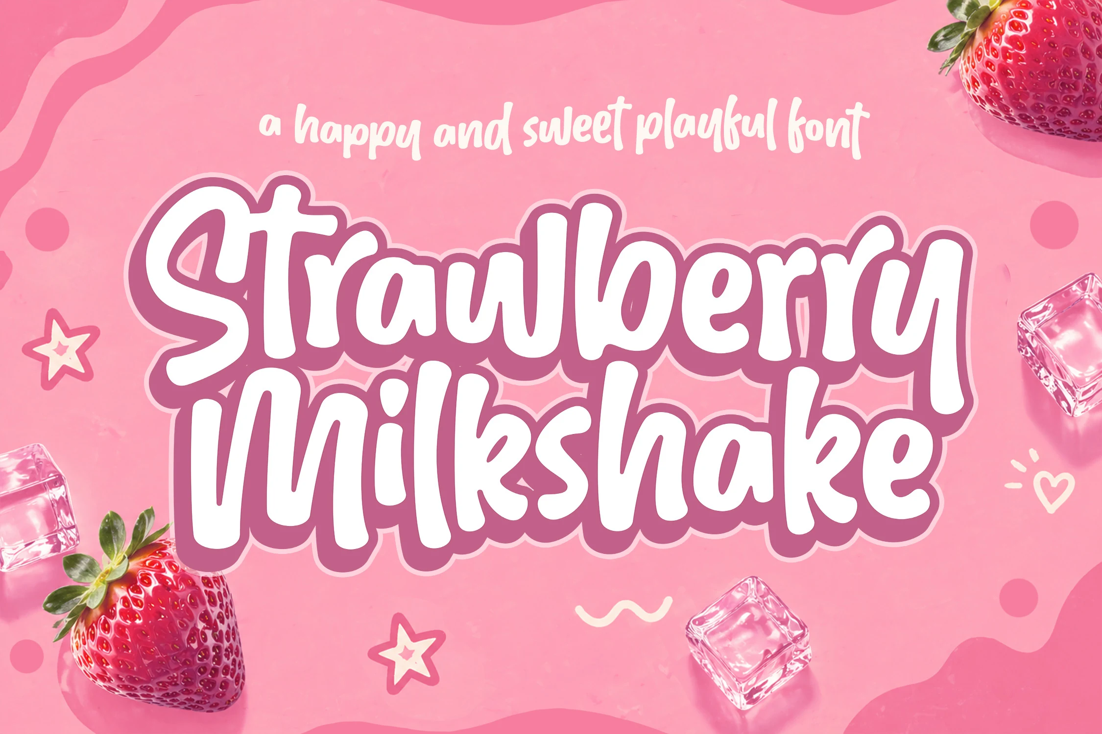 Strawberry Milkshake Font preview with playful handwritten lettering