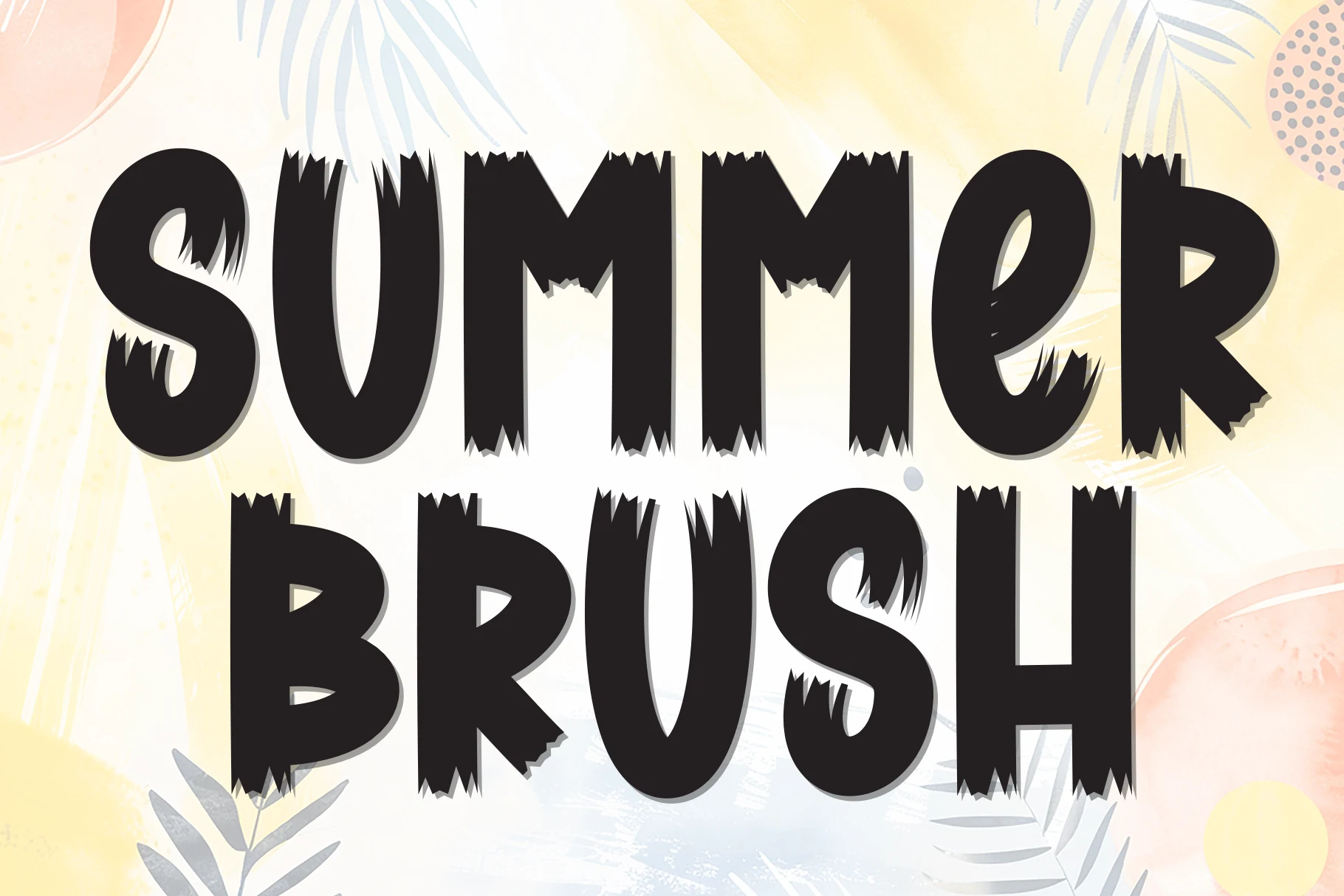 Summer Brush Font preview with bold white brush script and slightly rugged edges