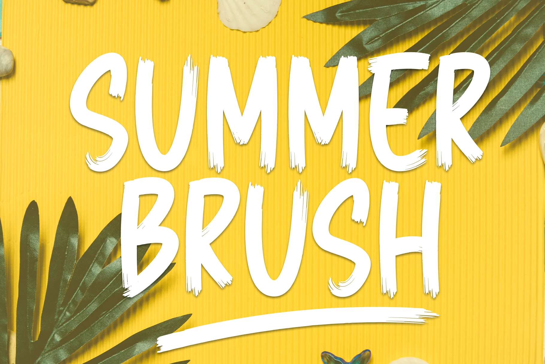 Summer Brush Font preview with bold white connected brush script and smooth sweeping strokes