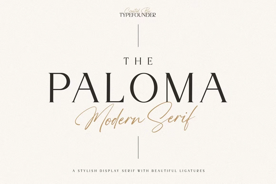 The Paloma Font preview with high-contrast serif capitals and elegant minimalist lettering