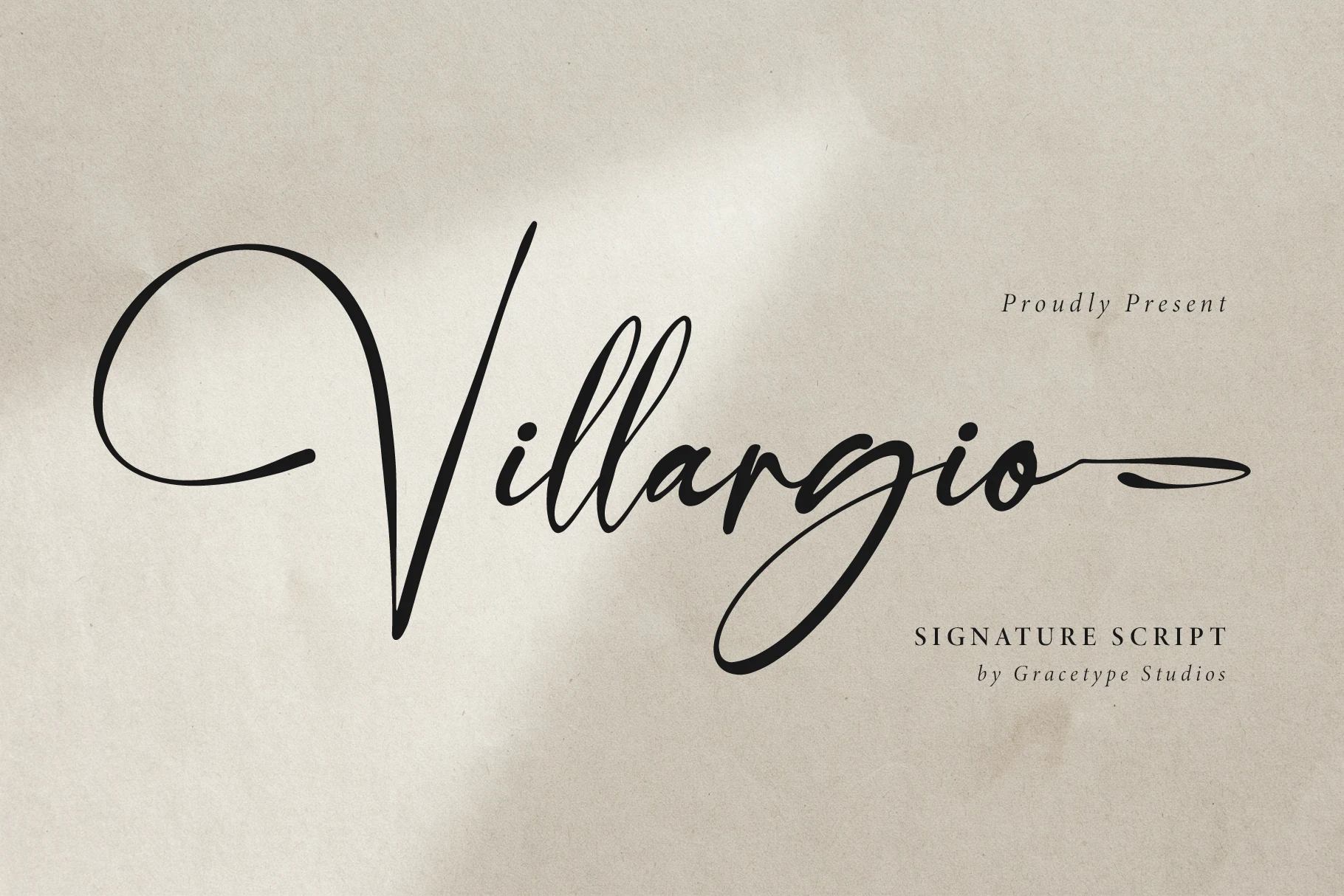Villargio Font showing flowing handwritten movement, connected letterforms, and refined slender strokes