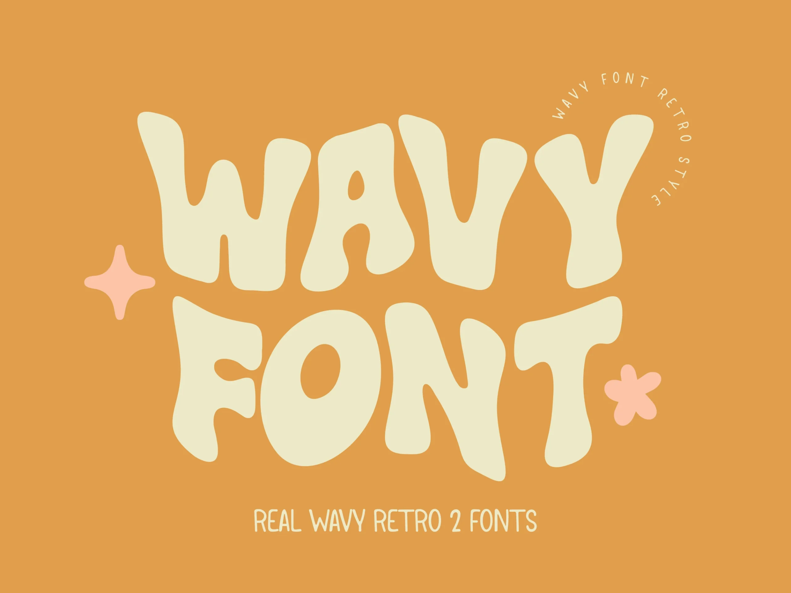 Wavy Retro Font featuring thick, rounded strokes and distorted liquid-like letterforms in an upright display style.