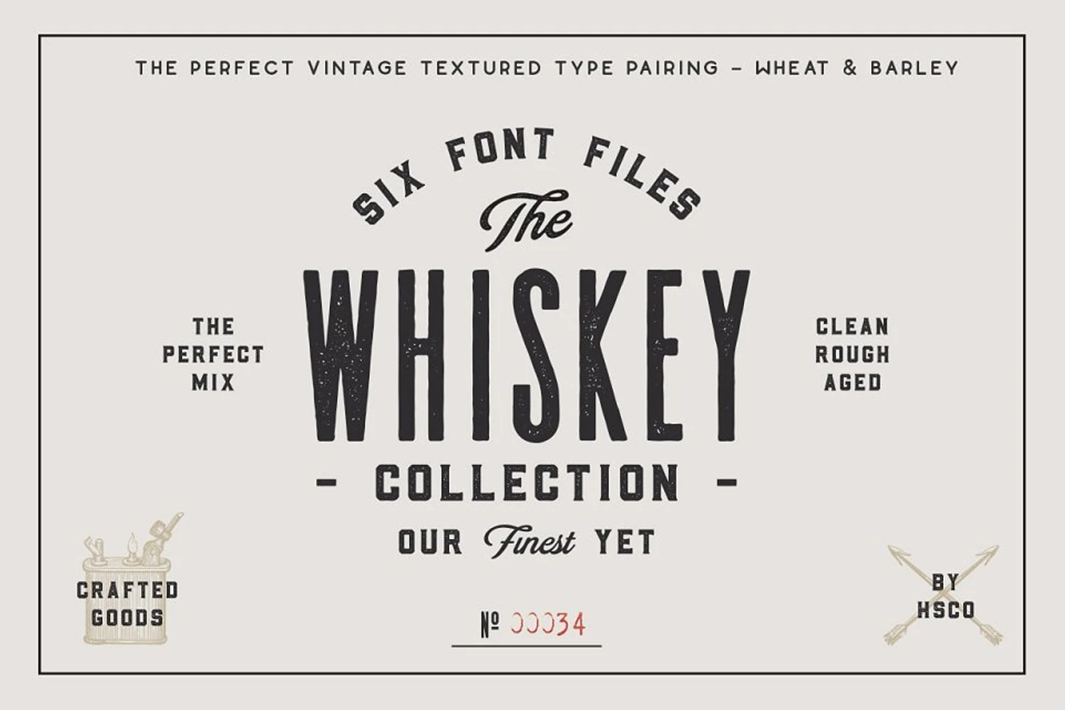 Whiskey Font preview with vintage condensed lettering