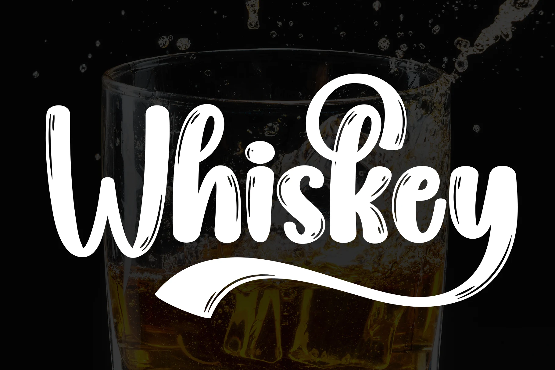 Whiskey Font preview with bold handwritten script lettering